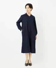NHEJB10390 GIANNI LO GIUDICE(小さいサイズ)(メゾン ドゥ サンク) コットンローンピンタックロングブラウス ネイビー