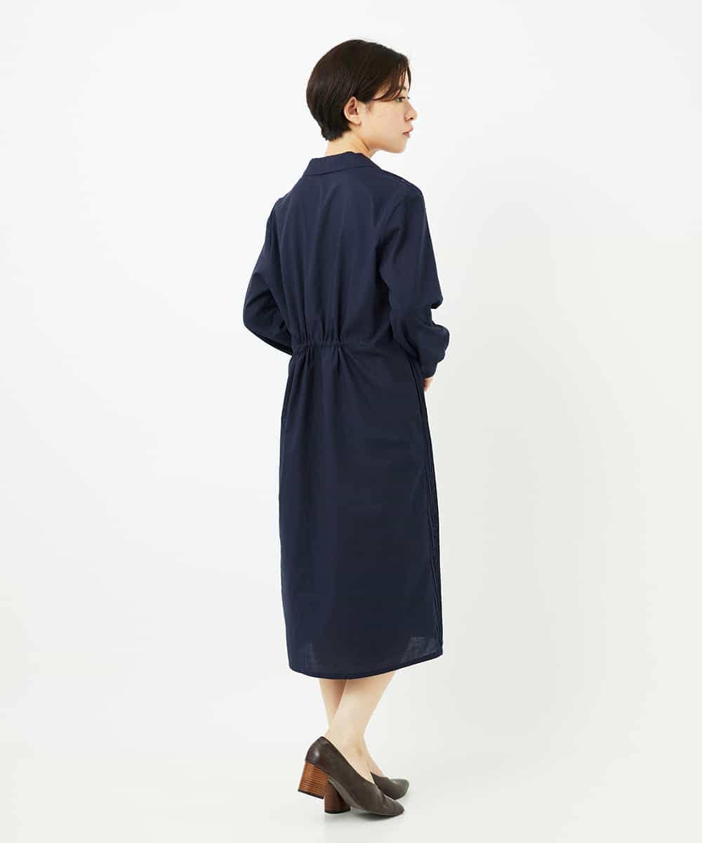 NHEJB10390 GIANNI LO GIUDICE(小さいサイズ)(メゾン ドゥ サンク) コットンローンピンタックロングブラウス ネイビー