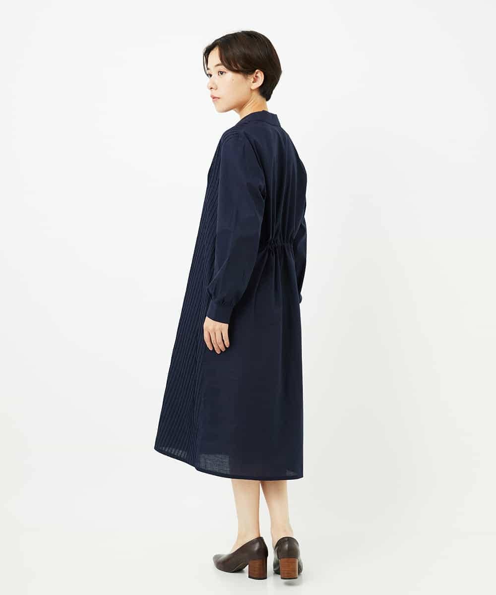 NHEJB10390 GIANNI LO GIUDICE(小さいサイズ)(メゾン ドゥ サンク) コットンローンピンタックロングブラウス ネイビー