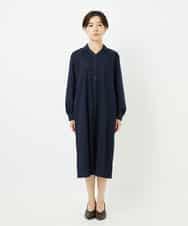 NHEJB10390 GIANNI LO GIUDICE(小さいサイズ)(メゾン ドゥ サンク) コットンローンピンタックロングブラウス ネイビー