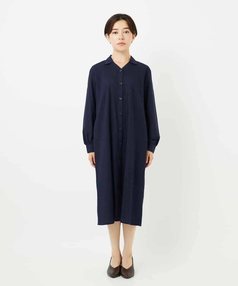 NHEJB10390 GIANNI LO GIUDICE(小さいサイズ)(メゾン ドゥ サンク) コットンローンピンタックロングブラウス ネイビー