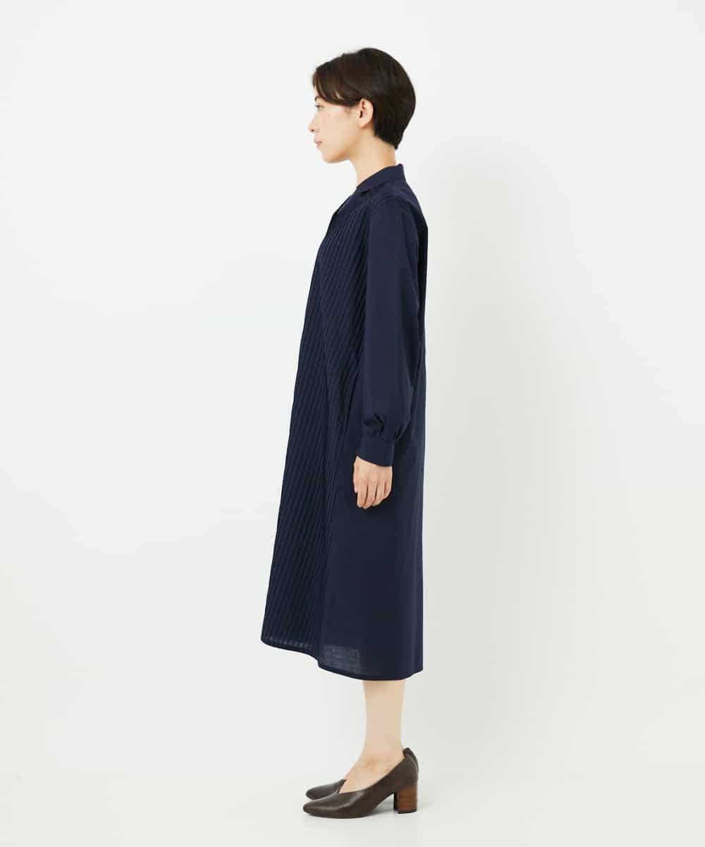 NHEJB10390 GIANNI LO GIUDICE(小さいサイズ)(メゾン ドゥ サンク) コットンローンピンタックロングブラウス ネイビー