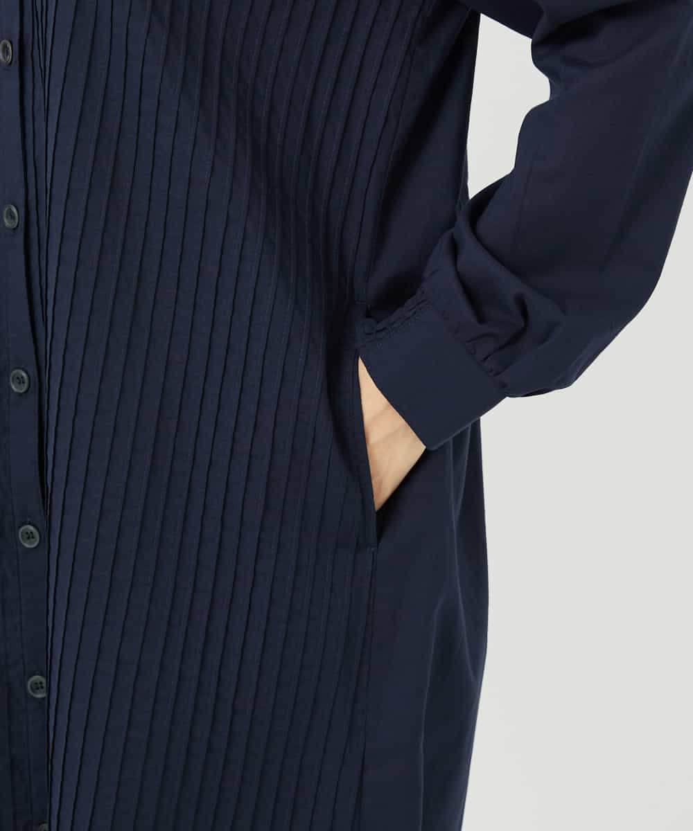 NHEJB10390 GIANNI LO GIUDICE(小さいサイズ)(メゾン ドゥ サンク) コットンローンピンタックロングブラウス ネイビー