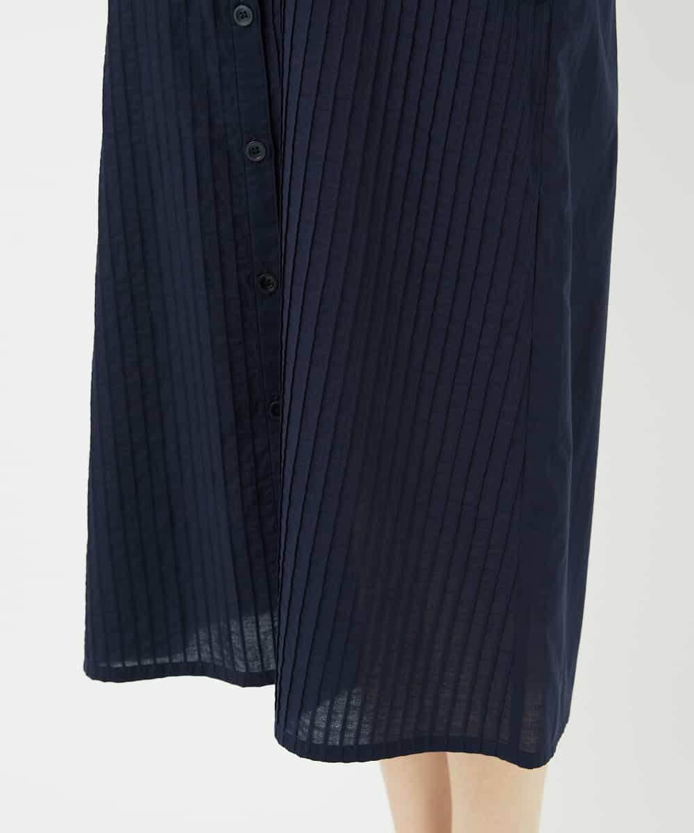 NHEJB10390 GIANNI LO GIUDICE(小さいサイズ)(メゾン ドゥ サンク) コットンローンピンタックロングブラウス ネイビー
