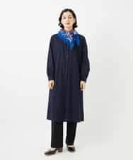 NHEJB10390 GIANNI LO GIUDICE(小さいサイズ)(メゾン ドゥ サンク) コットンローンピンタックロングブラウス ネイビー