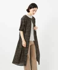NHEJB11390 GIANNI LO GIUDICE(小さいサイズ)(メゾン ドゥ サンク) [日本製]ミラクルウェーブブロックプリントワンピース ネイビー系