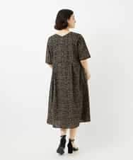 NHEJB11390 GIANNI LO GIUDICE(小さいサイズ)(メゾン ドゥ サンク) [日本製]ミラクルウェーブブロックプリントワンピース ネイビー系