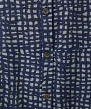NHEJB11390 GIANNI LO GIUDICE(小さいサイズ)(メゾン ドゥ サンク) [日本製]ミラクルウェーブブロックプリントワンピース ネイビー系