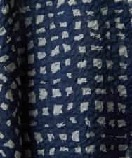 NHEJB11390 GIANNI LO GIUDICE(小さいサイズ)(メゾン ドゥ サンク) [日本製]ミラクルウェーブブロックプリントワンピース ネイビー系
