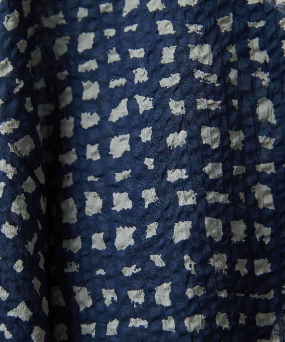 NHEJB11390 GIANNI LO GIUDICE(小さいサイズ)(メゾン ドゥ サンク) [日本製]ミラクルウェーブブロックプリントワンピース ネイビー系