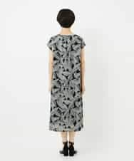 NHEJB80390 GIANNI LO GIUDICE(小さいサイズ)(メゾン ドゥ サンク) ミラクルウェーブリーフプリントワンピース ブラック