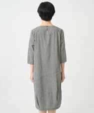NHEJC90330 GIANNI LO GIUDICE(小さいサイズ)(メゾン ドゥ サンク) コットンリネンコクーンラインワンピース ギンガムチェック