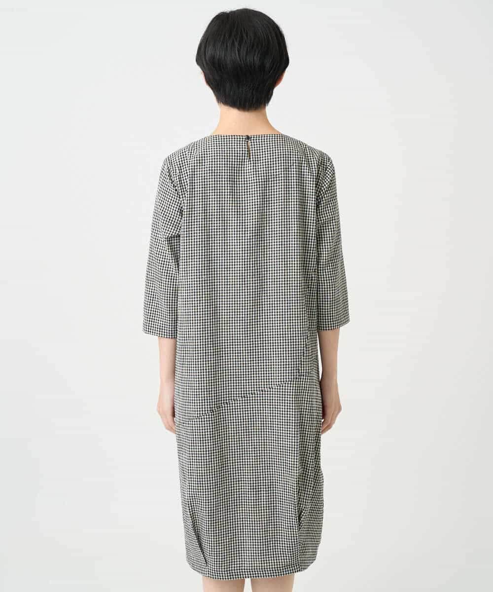 NHEJC90330 GIANNI LO GIUDICE(小さいサイズ)(メゾン ドゥ サンク) コットンリネンコクーンラインワンピース ギンガムチェック