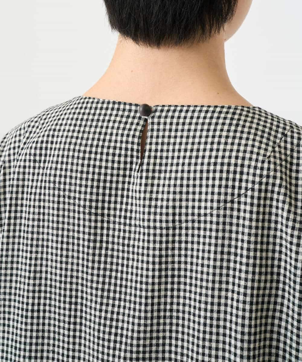 NHEJC90330 GIANNI LO GIUDICE(小さいサイズ)(メゾン ドゥ サンク) コットンリネンコクーンラインワンピース ギンガムチェック