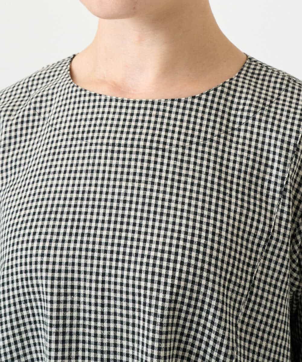 NHEJC90330 GIANNI LO GIUDICE(小さいサイズ)(メゾン ドゥ サンク) コットンリネンコクーンラインワンピース ギンガムチェック