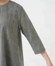NHEJC90330 GIANNI LO GIUDICE(小さいサイズ)(メゾン ドゥ サンク) コットンリネンコクーンラインワンピース ギンガムチェック