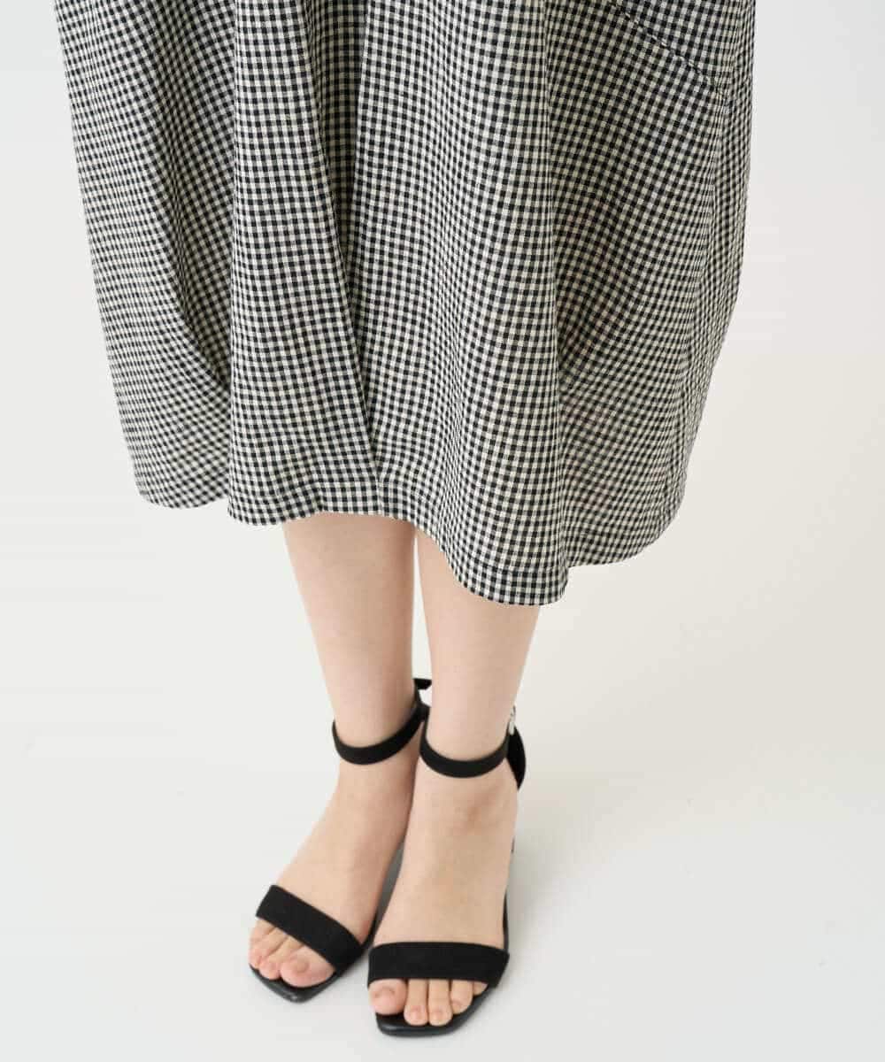 NHEJC90330 GIANNI LO GIUDICE(小さいサイズ)(メゾン ドゥ サンク) コットンリネンコクーンラインワンピース ギンガムチェック