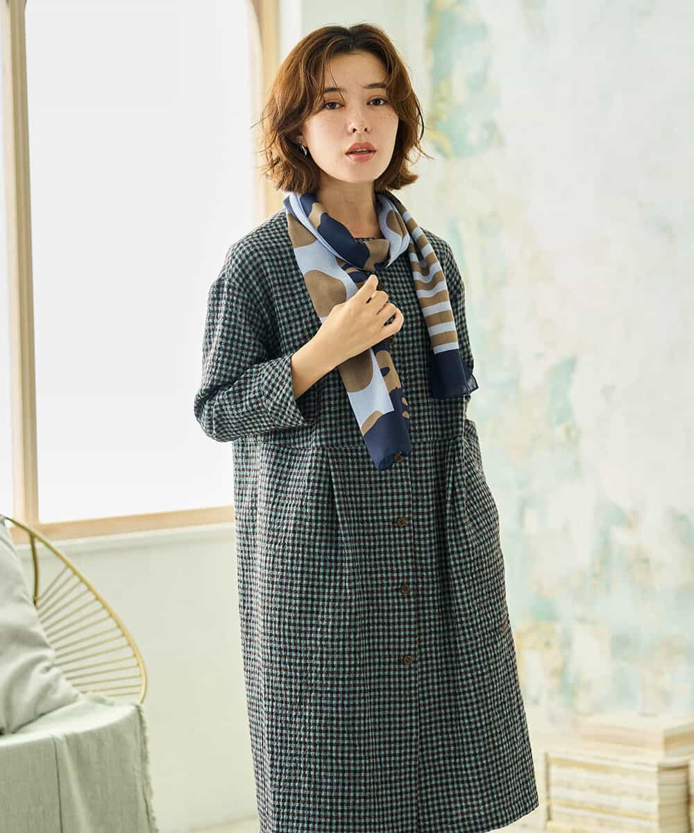 NHEJD19390 GIANNI LO GIUDICE(小さいサイズ) [日本製]コットンウールギンガムチェックシャツワンピース