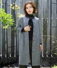 NHEJD19390 GIANNI LO GIUDICE(小さいサイズ)(メゾン ドゥ サンク) [日本製]コットンウールギンガムチェックシャツワンピース ブルー