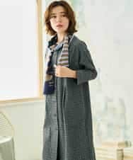 NHEJD19390 GIANNI LO GIUDICE(小さいサイズ)(メゾン ドゥ サンク) [日本製]コットンウールギンガムチェックシャツワンピース ブルー