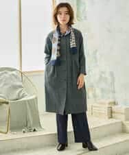 NHEJD19390 GIANNI LO GIUDICE(小さいサイズ)(メゾン ドゥ サンク) [日本製]コットンウールギンガムチェックシャツワンピース ブルー