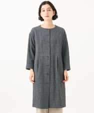 NHEJD19390 GIANNI LO GIUDICE(小さいサイズ)(メゾン ドゥ サンク) [日本製]コットンウールギンガムチェックシャツワンピース ブルー