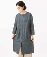 NHEJD19390 GIANNI LO GIUDICE(小さいサイズ)(メゾン ドゥ サンク) [日本製]コットンウールギンガムチェックシャツワンピース ブルー