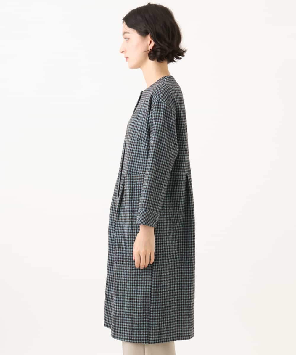 NHEJD19390 GIANNI LO GIUDICE(小さいサイズ)(メゾン ドゥ サンク) [日本製]コットンウールギンガムチェックシャツワンピース ブルー