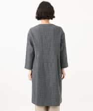 NHEJD19390 GIANNI LO GIUDICE(小さいサイズ)(メゾン ドゥ サンク) [日本製]コットンウールギンガムチェックシャツワンピース ブルー