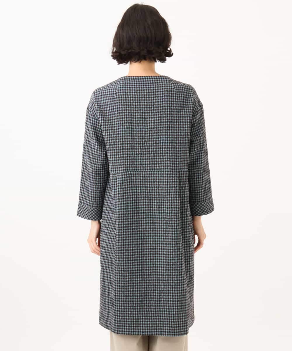 NHEJD19390 GIANNI LO GIUDICE(小さいサイズ)(メゾン ドゥ サンク) [日本製]コットンウールギンガムチェックシャツワンピース ブルー