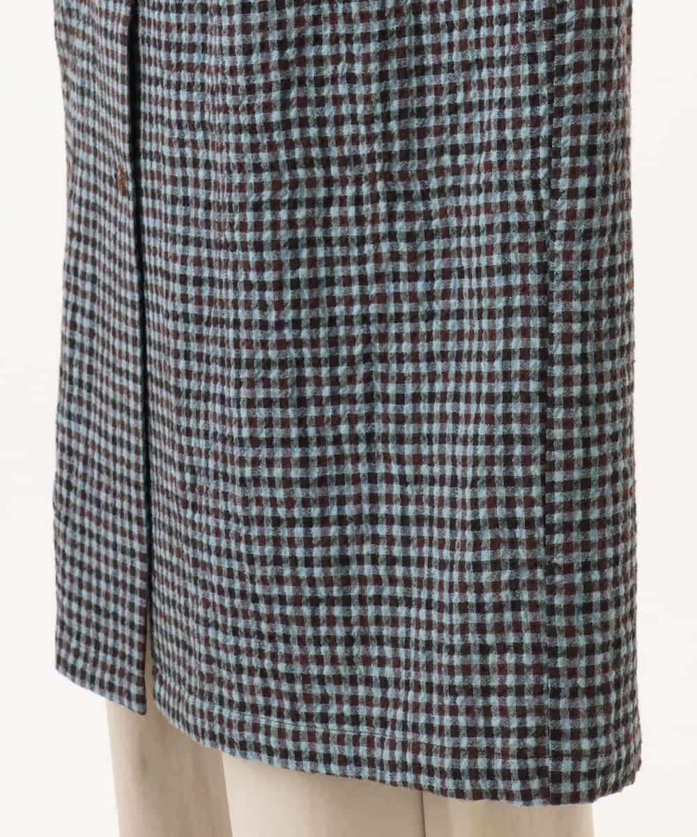NHEJD19390 GIANNI LO GIUDICE(小さいサイズ)(メゾン ドゥ サンク) [日本製]コットンウールギンガムチェックシャツワンピース ブルー