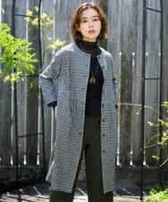 NHEJD19390 GIANNI LO GIUDICE(小さいサイズ)(メゾン ドゥ サンク) [日本製]コットンウールギンガムチェックシャツワンピース ブラック