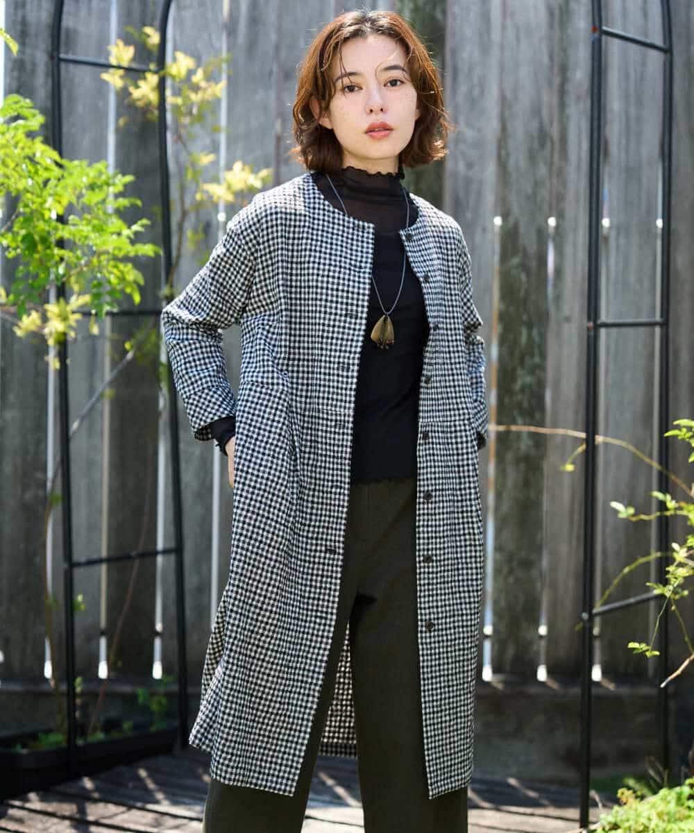 NHEJD19390 GIANNI LO GIUDICE(小さいサイズ) [日本製]コットンウールギンガムチェックシャツワンピース