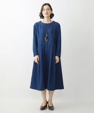 NHEJS14450 GIANNI LO GIUDICE(小さいサイズ)(メゾン ドゥ サンク) 二重織ガーゼデニムワンピース ネイビー