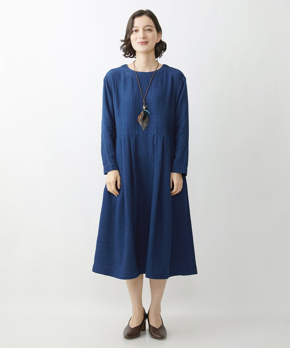 NHEJS14450 GIANNI LO GIUDICE(小さいサイズ)(メゾン ドゥ サンク) 二重織ガーゼデニムワンピース ネイビー