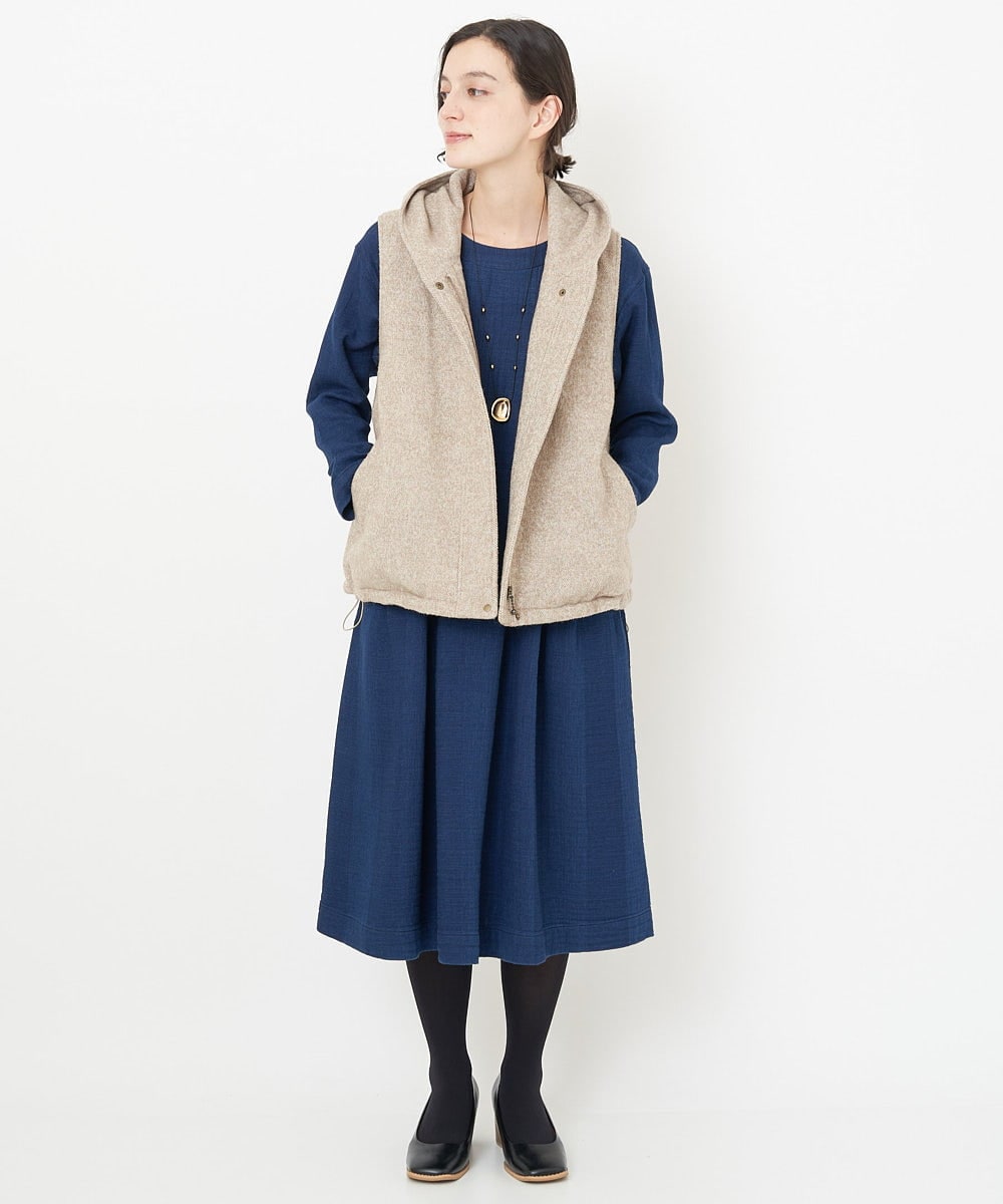NHEJS14450 GIANNI LO GIUDICE(小さいサイズ)(メゾン ドゥ サンク) 二重織ガーゼデニムワンピース ネイビー