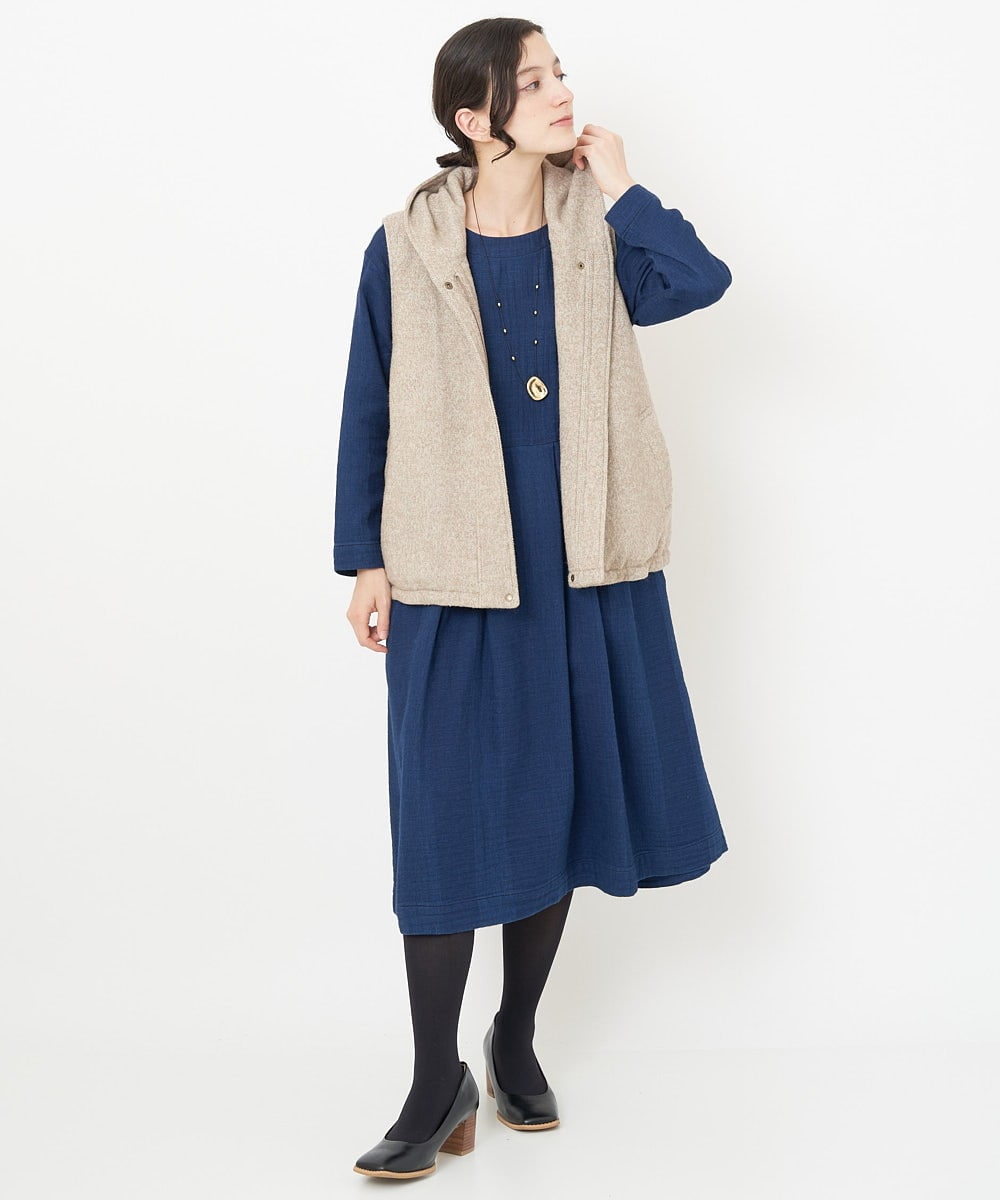 NHEJS14450 GIANNI LO GIUDICE(小さいサイズ)(メゾン ドゥ サンク) 二重織ガーゼデニムワンピース ネイビー