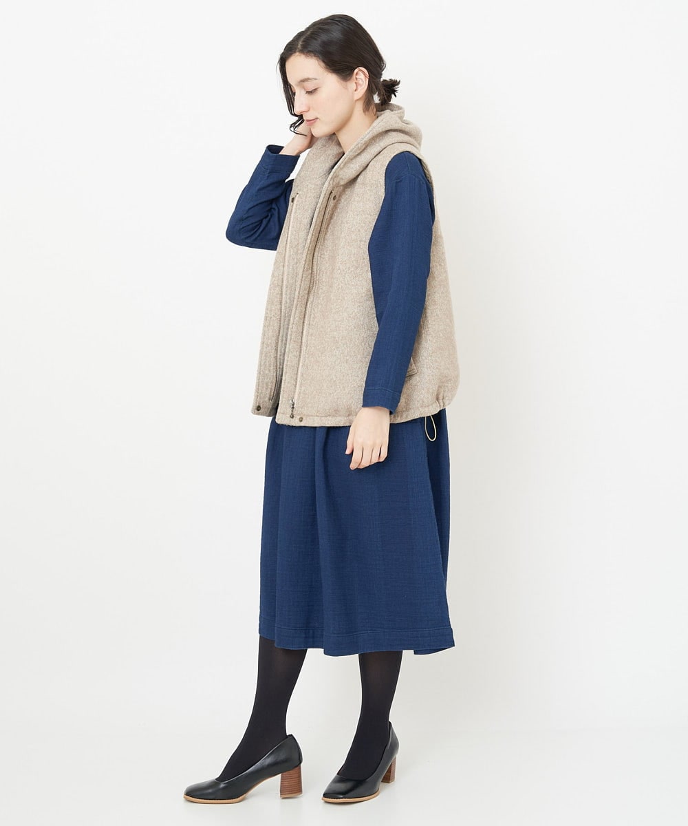 NHEJS14450 GIANNI LO GIUDICE(小さいサイズ)(メゾン ドゥ サンク) 二重織ガーゼデニムワンピース ネイビー