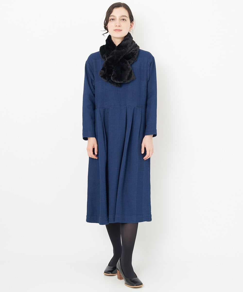 NHEJS14450 GIANNI LO GIUDICE(小さいサイズ)(メゾン ドゥ サンク) 二重織ガーゼデニムワンピース ネイビー