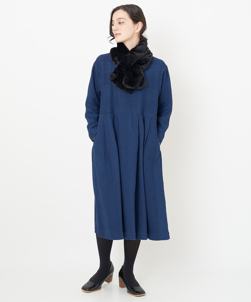 NHEJS14450 GIANNI LO GIUDICE(小さいサイズ)(メゾン ドゥ サンク) 二重織ガーゼデニムワンピース ネイビー