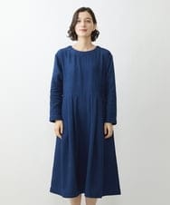 NHEJS14450 GIANNI LO GIUDICE(小さいサイズ)(メゾン ドゥ サンク) 二重織ガーゼデニムワンピース ネイビー