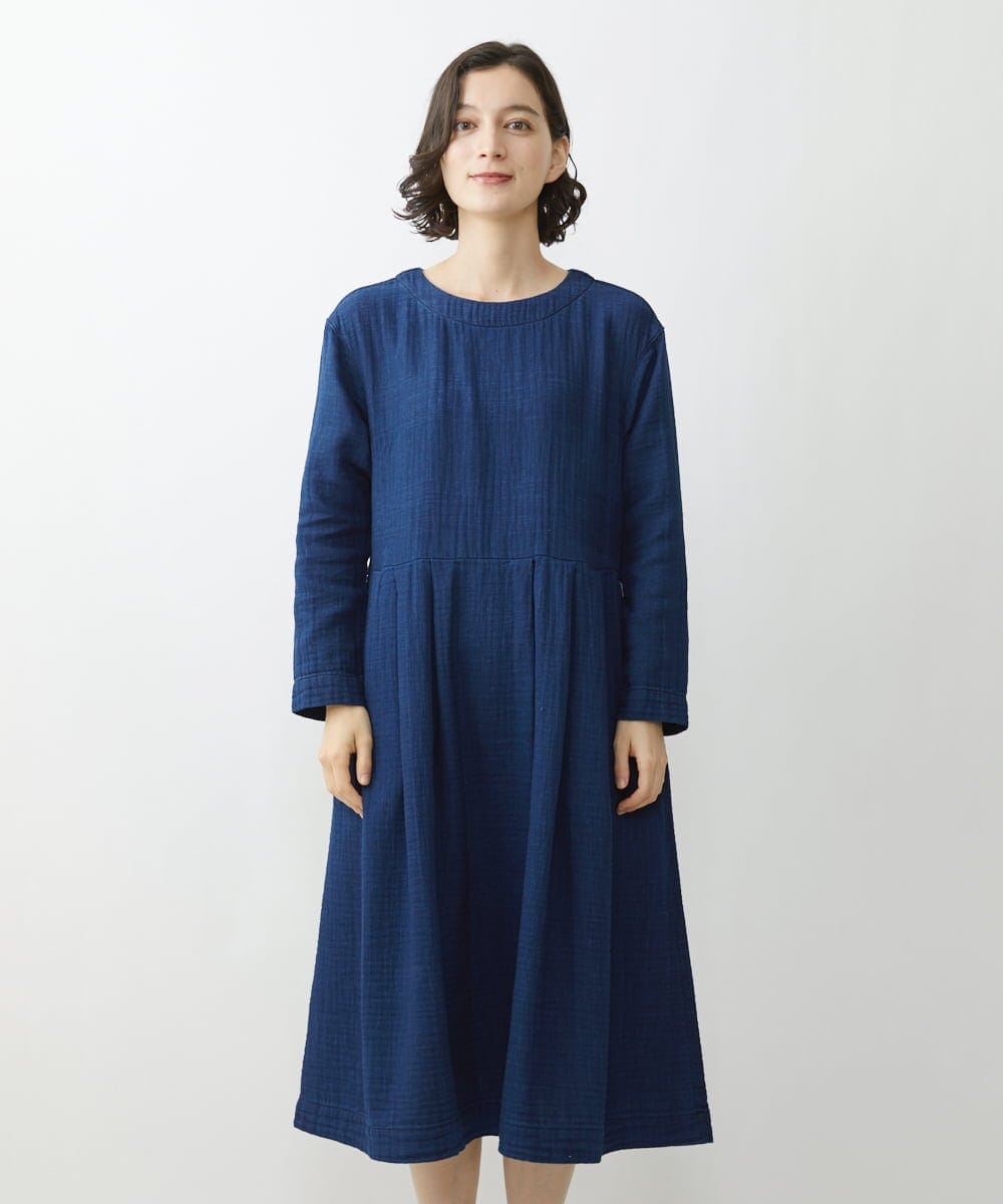 NHEJS14450 GIANNI LO GIUDICE(小さいサイズ)(メゾン ドゥ サンク) 二重織ガーゼデニムワンピース ネイビー