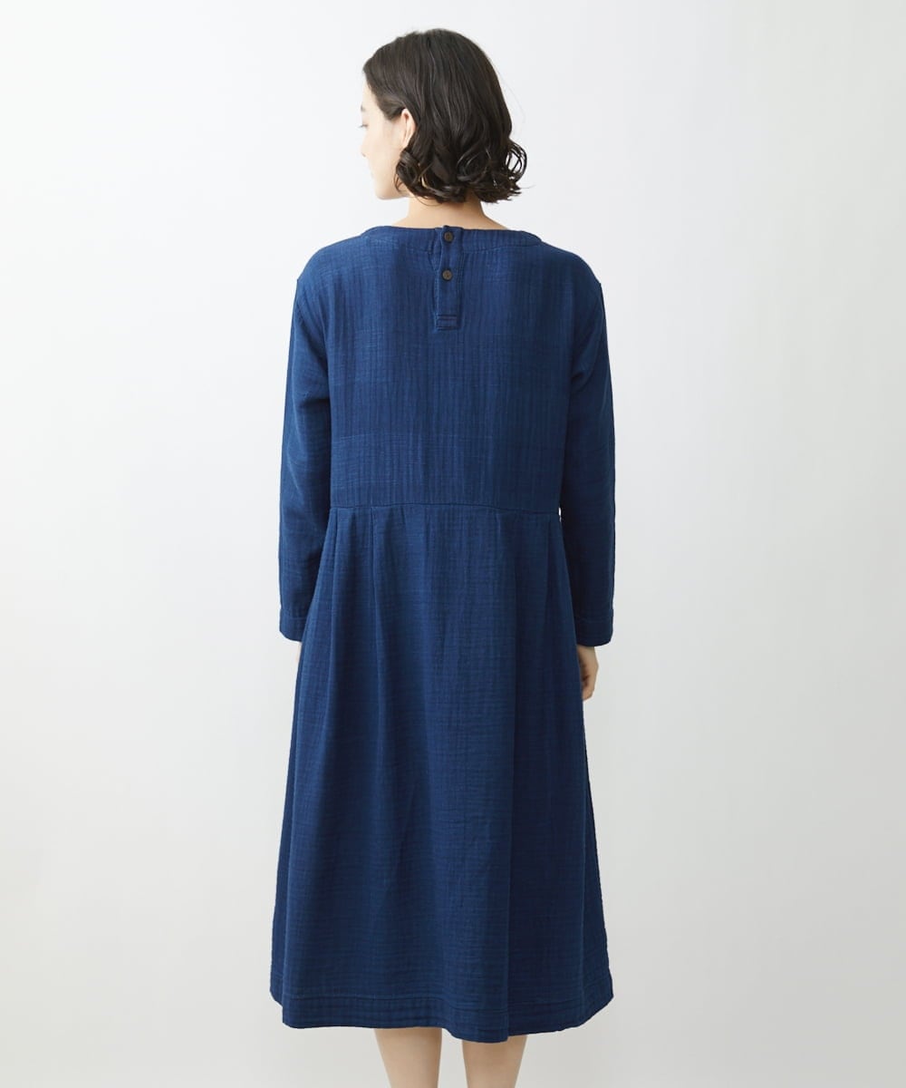 NHEJS14450 GIANNI LO GIUDICE(小さいサイズ)(メゾン ドゥ サンク) 二重織ガーゼデニムワンピース ネイビー