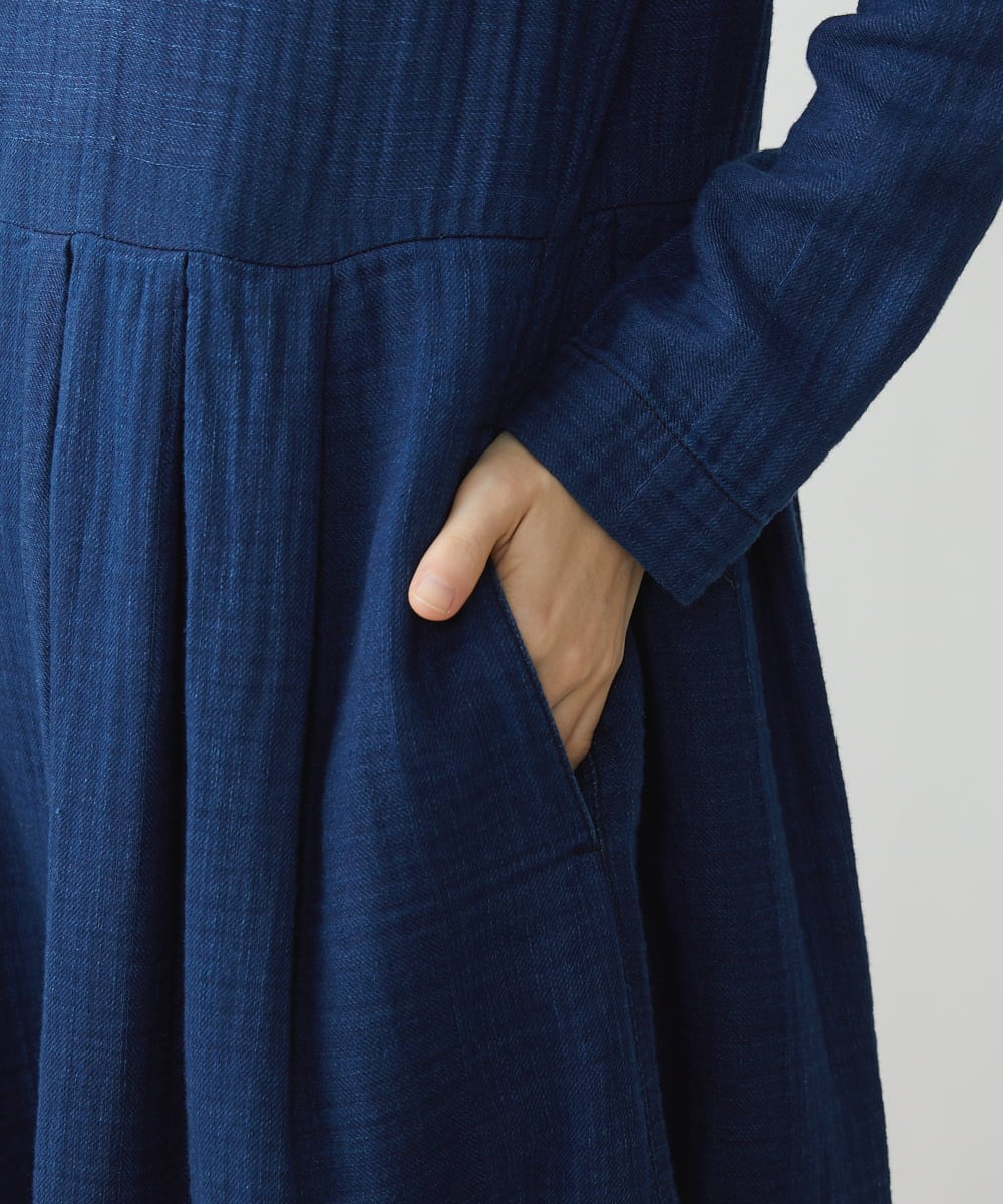 NHEJS14450 GIANNI LO GIUDICE(小さいサイズ)(メゾン ドゥ サンク) 二重織ガーゼデニムワンピース ネイビー