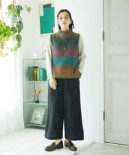 NHFAE13270 GIANNI LO GIUDICE(小さいサイズ)(メゾン ドゥ サンク) カスリブークレニットベスト グリーン×ブルー系