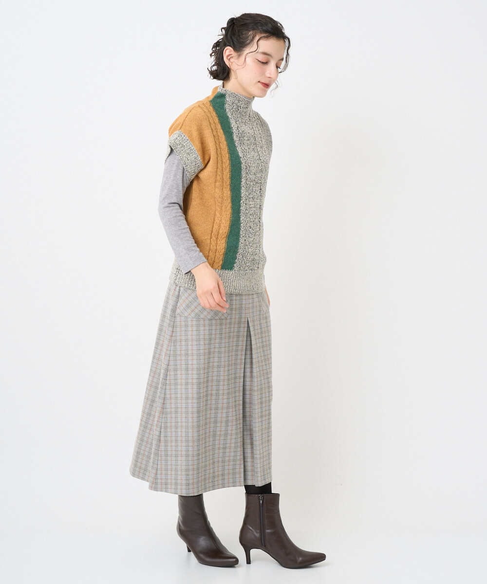 NHFAE20330 GIANNI LO GIUDICE(小さいサイズ)(メゾン ドゥ サンク) [日本製]SILEインターシャニットベスト ネイビー系