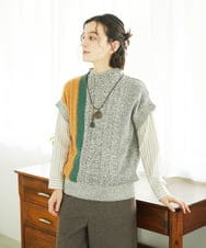 NHFAE20330 GIANNI LO GIUDICE(小さいサイズ)(メゾン ドゥ サンク) [日本製]SILEインターシャニットベスト ネイビー系