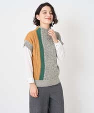 NHFAE20330 GIANNI LO GIUDICE(小さいサイズ)(メゾン ドゥ サンク) [日本製]SILEインターシャニットベスト ネイビー系