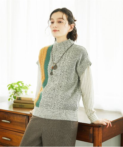 NHFAE20330 GIANNI LO GIUDICE(小さいサイズ) [日本製]SILEインターシャニットベスト