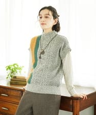 NHFAE20330 GIANNI LO GIUDICE(小さいサイズ)(メゾン ドゥ サンク) [日本製]SILEインターシャニットベスト アイボリー系